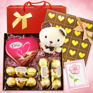  母亲节礼物礼盒顺丰包邮 情人节日生日礼物费列罗+德芙巧克力礼盒
