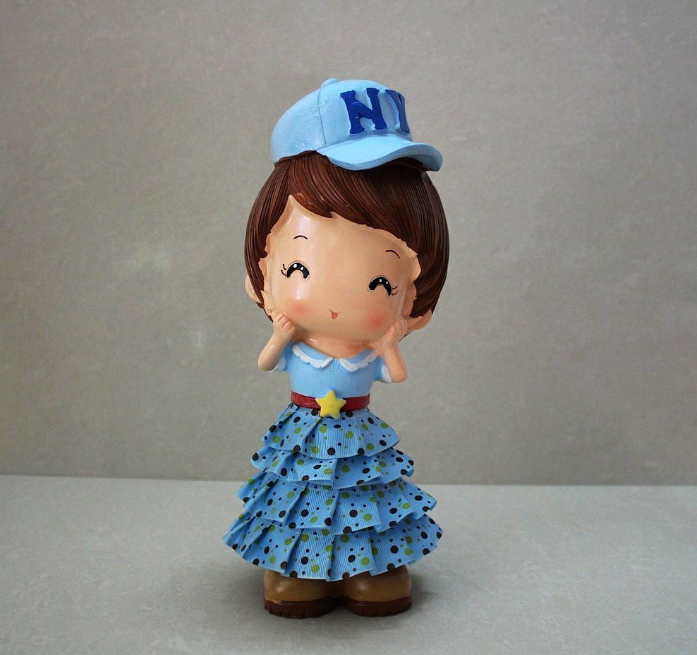 2013-8-14=蓝裙子帽女孩-石膏模具批发 石膏像制作 儿童彩绘