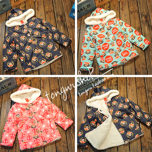  13 冬季新款 儿童棉服 男女宝宝棉袄 羊羔绒棉衣 满印图案 大嘴猴