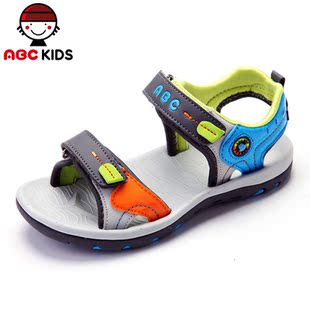  正品ABC童鞋 新款夏儿童沙滩凉鞋皮革拼接男女小童 Y3222842D