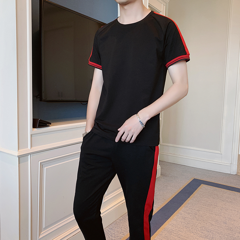 summer Short sleeved T-shirt suit man Chaopai Long sleeve 2019 new pattern Trend men's wear collocation handsome Summer wearin the Men's clothing, Set , Leisure sports suit category - from Buy2taobao.com to provide professional Taobao agent buy service
