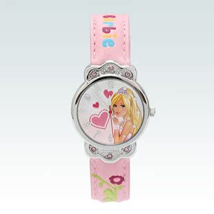  专柜正品芭比学生手表 芭比粉红色花型女孩手表 时尚水钻女表