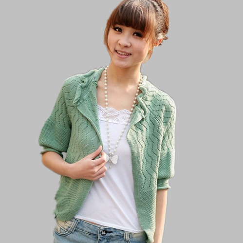 针织衫韩版镂空开衫...