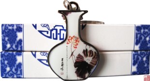  文渊阁 家居饰品 出国小礼品 水墨荷花钥匙扣 钥匙环 新款 特价