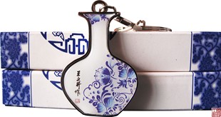  文渊阁 北京特色工艺品 青花花纹钥匙扣 送外国人小礼品 新款促销