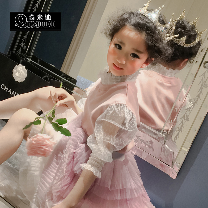 奇米迪 清仓/洋气女童春装拼纱袖儿童卫衣打底衫长袖T恤中大童|msdalam kategori Kanak-kanak/Bayi/Keluarga dipasang, sweater/Fleece - dari Buy2taobao.com untuk memberikan perkhidmatan ejen Taobao profesional membeli