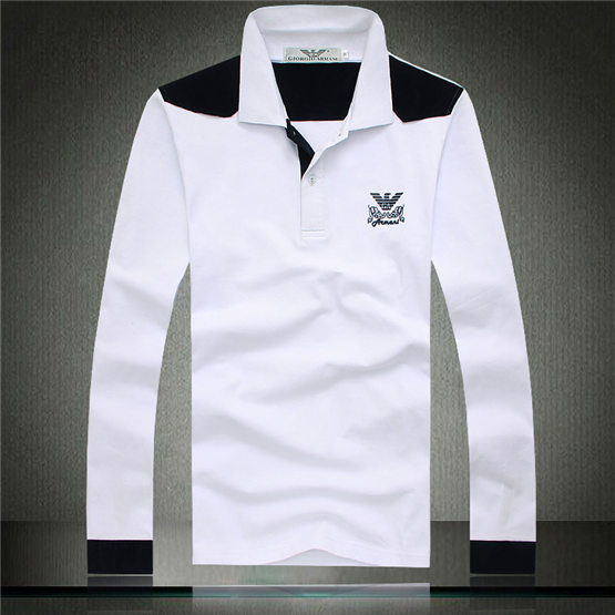 英伦服饰 男装阿尼玛ea莱卡棉长袖t恤翻领时尚