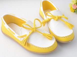  春款韩版童鞋 舒适软底撞色拼接女儿童公主单皮鞋 休闲鞋子豆豆鞋