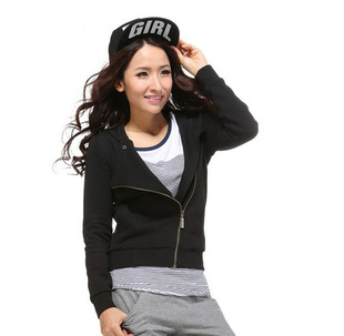 正品双星春款女式运动服 开衫拉链连帽帽衫 针