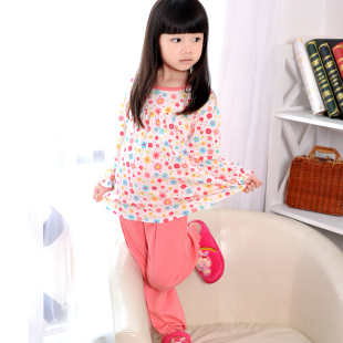  儿童睡衣 女童睡衣宝宝家居服套装春夏新款100%纯棉长袖童装