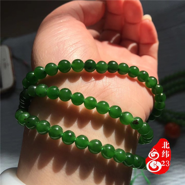 天然和田玉碧玉菠菜绿阳绿6手串手链玉珠串项链俄罗斯老料在类目 珠宝/钻石/翡翠/黄金, 和田玉, 颈饰中 - 来自Buy2taobao.com提供专业的淘宝代购服务