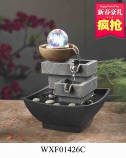  天天特价 风水轮 流水喷泉水车树脂工艺品 家居饰品办公室摆件