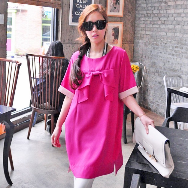 Present!the republic of korea Big size dress XL fat MM*2014 new pattern bow Mosaic Dress Sellingin the Women's clothing/Boutique , Large size women category - from Buy2taobao.com to provide professional Taobao agent buy service