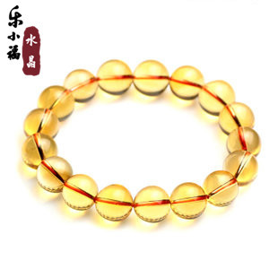  乐小福 正品开光天然巴西橘黄水晶手链男女士款情侣手链招财转运