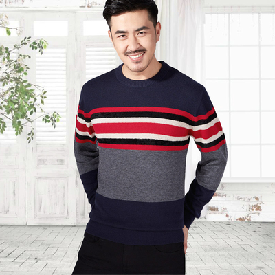 国内单好澜2017秋冬厚新款羊毛衫青年男士时尚休闲套头圆领毛衣男