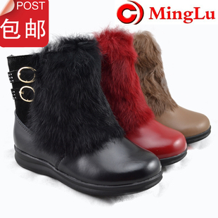  包邮冬明璐童靴童鞋真皮皮靴女童靴子低筒儿童保暖短靴26-38