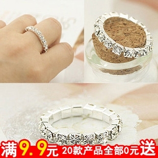  C184 韩国饰品超闪满钻戒指 超璀璨闪耀 银色满钻戒指 弹力指环