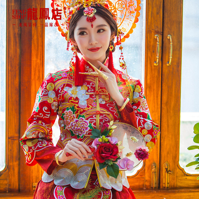 【龙凤店】修身显瘦中式婚礼秀禾装秀和服古典新娘红色礼服龙凤褂|ruв категории Женская одежда, Cвадебные платья, ципао - от Buy2taobao.com для оказания профессиональной услуги покупки агента Taobao