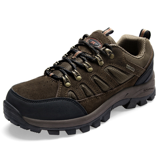  荣仕 正品秋冬款真牛皮防滑耐磨男式徒步登山鞋户外休闲旅