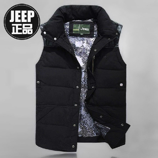  jeep专柜正品 春装新品立领修身韩版潮男士休闲羽绒马甲背心