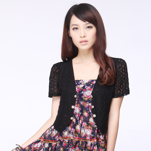  韩潮袭人夏季女外套短薄小坎肩防晒衫蕾丝百搭开衫小披肩1339