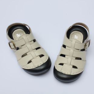  韩版新款男童凉鞋 儿童十字皮革拼接沙滩鞋 男生宝宝夏季童鞋