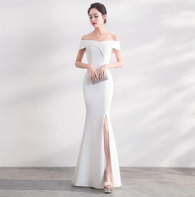 white banquet Evening dress 2019 new pattern Noble grace have more cash than can be accounted for one word fish tail Host company Annual meetingin the Women's clothing/Boutique , Wedding/Cheongsam/Formal dress , Wedding category - from Buy2taobao.com to provide professional Taobao agent buy service