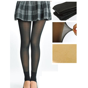  KIWAAWIK品牌直销双层绒修身假透肉连裤袜踩脚连身袜女打底裤