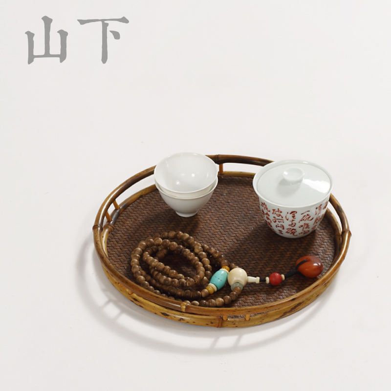 手工紫竹竹编席面托盘茶盘圆形茶具收纳干泡台奉茶盘茶席茶道零配|ruв категории посуда, чайный сервиз, Садо/ноль - от Buy2taobao.com для оказания профессиональной услуги покупки агента Taobao