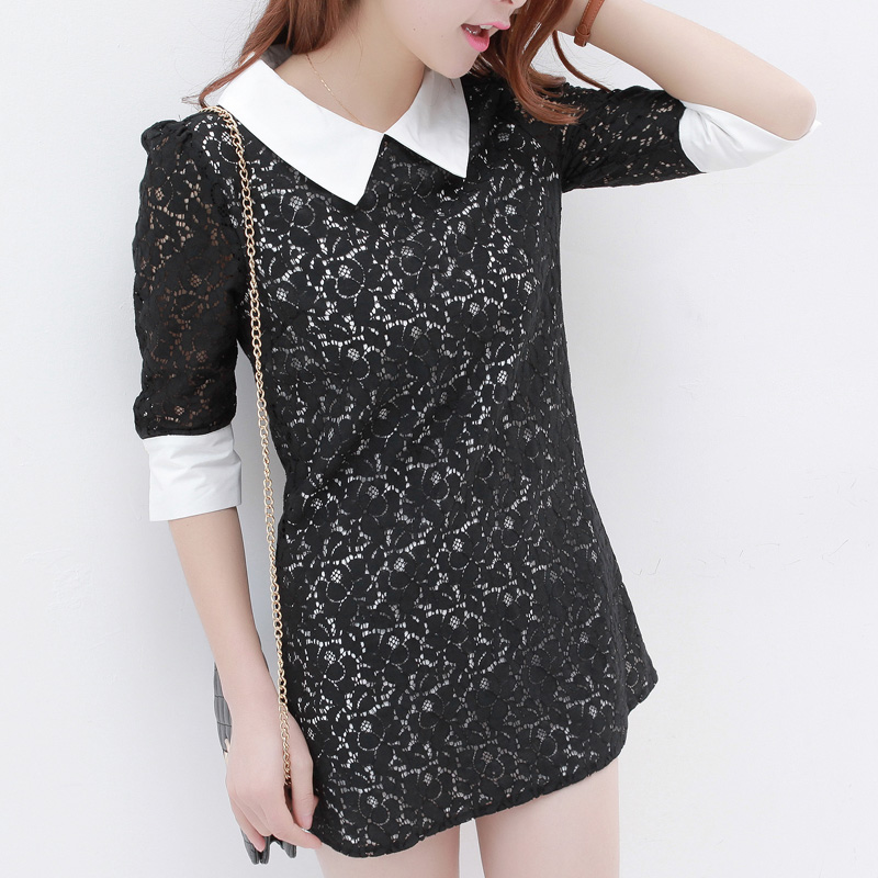 韩版娃娃领立体镂空...