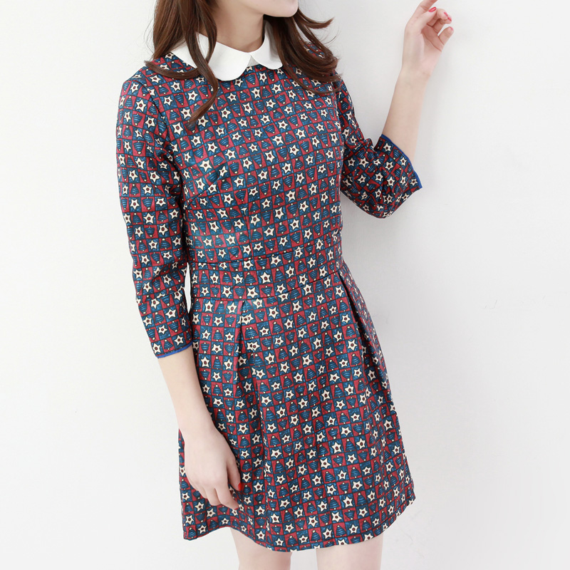 韩版女装翻领长袖彩色...