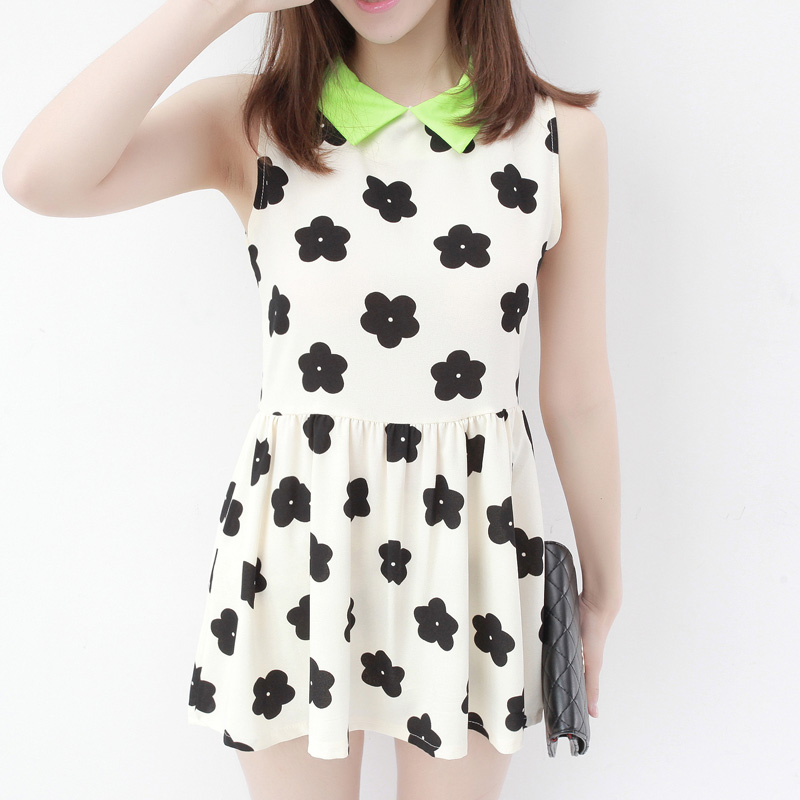 日系甜美撞色花朵图...