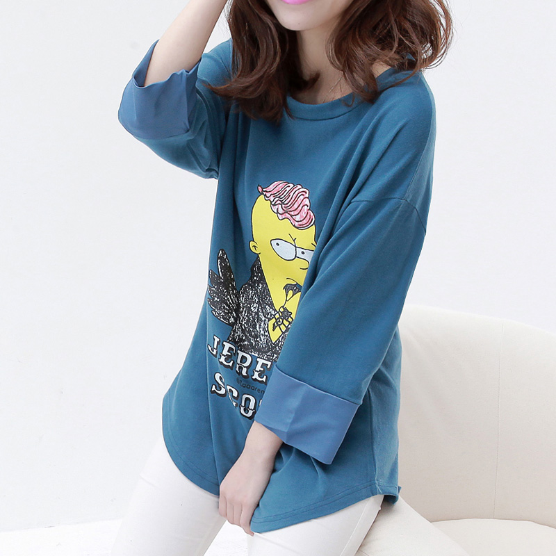 韩版圆领宽松辛普森...