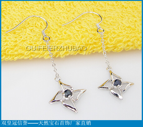 Precious Phil jewelry 925 natural Sapphire Earringsin the Jewelry/Diamond/Jade/Gold , Colored stones/Precious stones , Earring category - from Buy2taobao.com to provide professional Taobao agent buy service