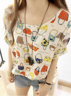  新款夏季上衣韩版包包印花宽松打底衫女式百搭休闲短袖t恤潮