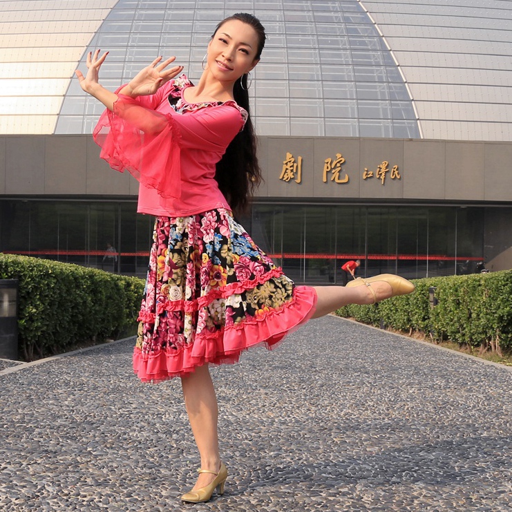 杨艺応子紫蝶正品兰草莞儿舞蹈服装广场舞秋季新款玫粉6601286005