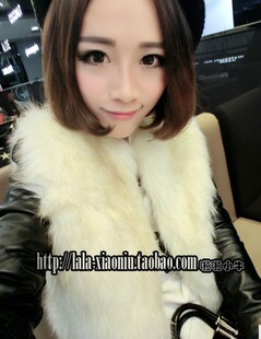 包邮子午谷155~冬装新款韩版女装皮袖拼接仿皮草毛毛短款夹克外套