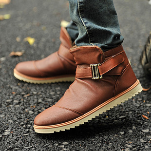 春季棉靴保暖男鞋子时尚清仓男靴子潮流低筒男士棉鞋雪地靴马丁靴