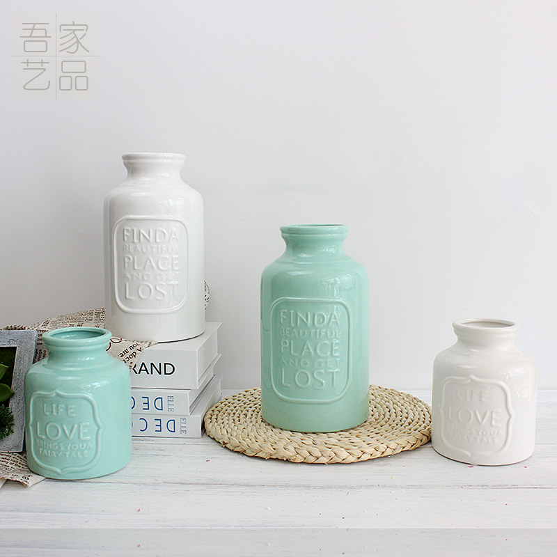 Korean fresh Minimalist style letter ceramics vase literature flower arrangement Floral organ Decoration Home Furnishing Decorative flowers Insert bottlein the Home accessories , Vase/Flower/Artificial flowers/Imitation jewelry , Flower/Vase , Vase category - from Buy2taobao.com to provide professional Taobao agent buy service