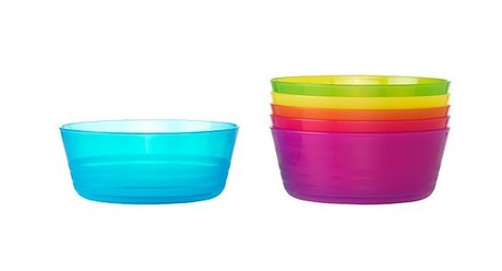 儿童塑料碗宝宝汤饭碗彩色微波炉环保6件套 宜