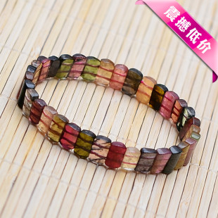  包邮热卖正品巴西纯天然碧玺手链手排女款水晶饰品搭配发晶石榴石