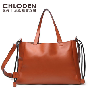  蔻丹新款牛皮女式包潮女横款简约欧美复古通勤包斜跨流苏大包