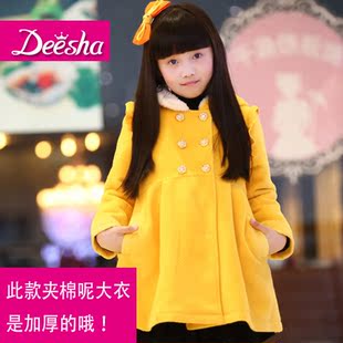  【独家】笛莎冬款女儿童中大童装呢子大衣外套中长款1219244
