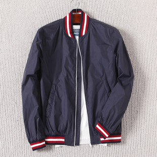  瑞士百年名门 经典红白撞色 三防面料 羊皮镶边 男士夹克 D2055