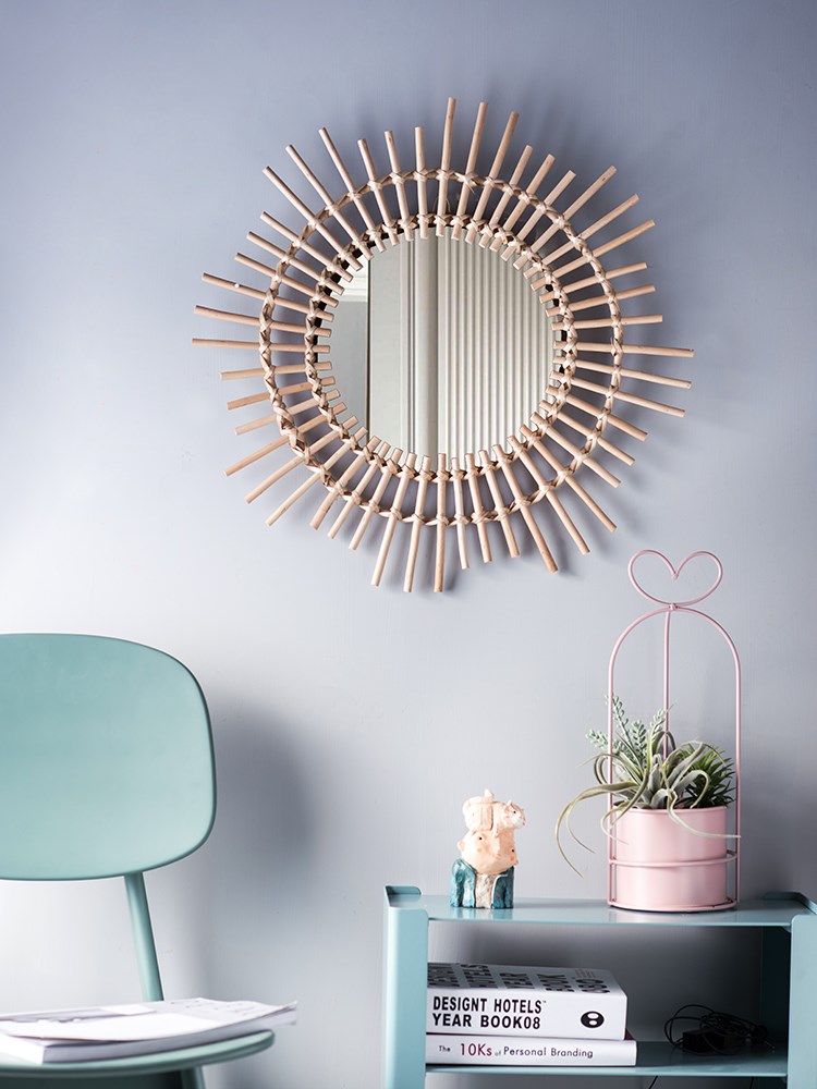 Northern Europe ins originality Decorative mirror Rattan Dressing Make-up mirror hotel Homestay metope Wall decoration Hanging mirrorin the Home accessories , Mural category - from Buy2taobao.com to provide professional Taobao agent buy service