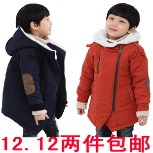  童装冬装儿童棉衣女男童加绒加厚夹棉羊羔绒棉袄小孩衣服外套大衣