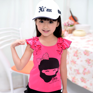  小秘诀童装 t恤 新款夏装女童短袖T恤 韩版儿童T恤百搭款T132