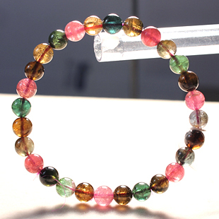  5折子如正品 巴西天然彩碧玺糖果碧玺手链 一物一图7.5MM