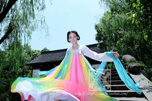 泱汉 <em>中国传统</em>汉服 齐胸襦裙 高腰襦裙 【彩虹仙