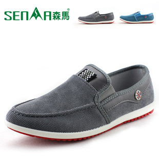  senma森马鞋 夏季英伦休闲商务男帆布鞋 韩版一脚蹬套脚懒人鞋 潮